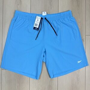 Reebok Men's Swim Trunks XL Blue Elastic Waist‎ Drawstring Recycled Material NWT